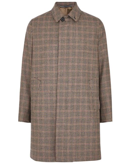 Paul Smith Brown Houndstooth Wool Coat for men