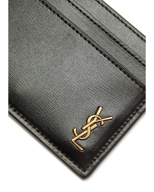 Saint Laurent Black Logo Leather Card Holder for men