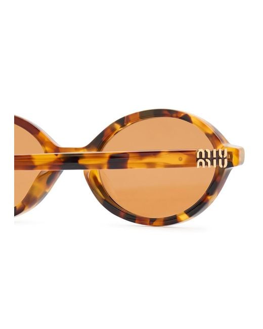 Miu Miu Brown Oval-Frame Sunglasses