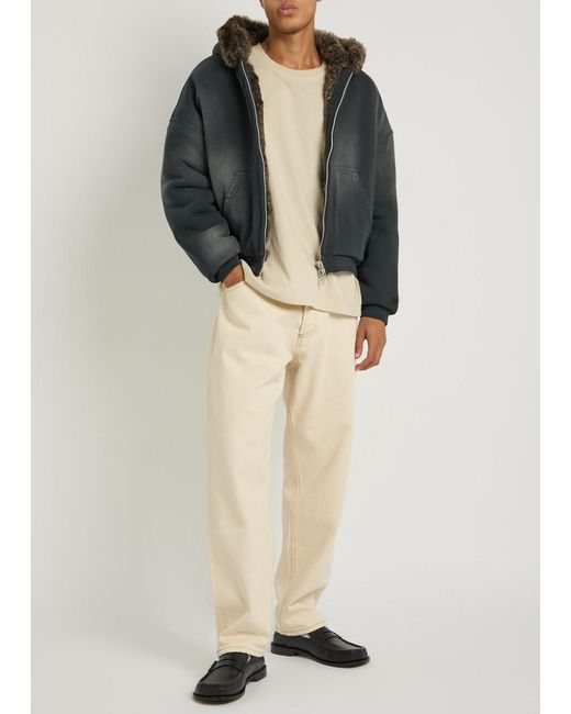 Picante Black Reversible Hooded Faux Fur Cotton Jacket for men