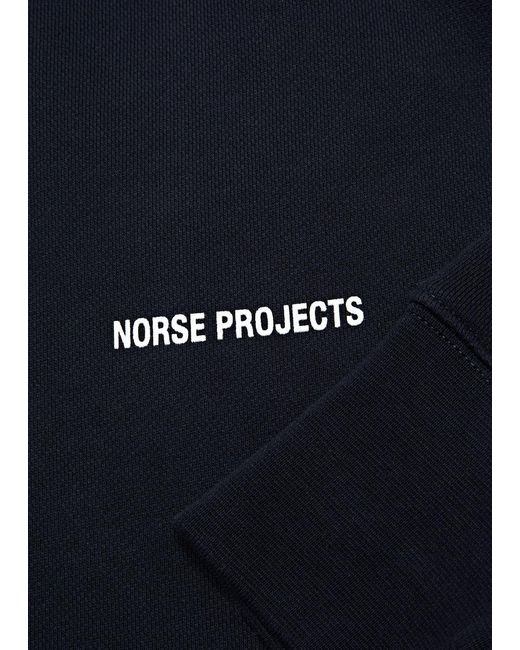 Norse Projects Blue Arne Logo-Print Cotton Sweatshirt for men