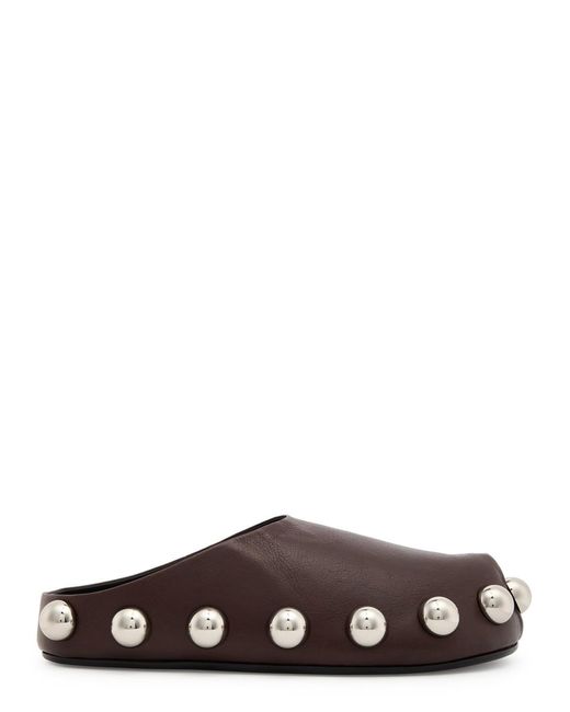 A.W.A.K.E. MODE Brown Gabi Studded Leather Clogs
