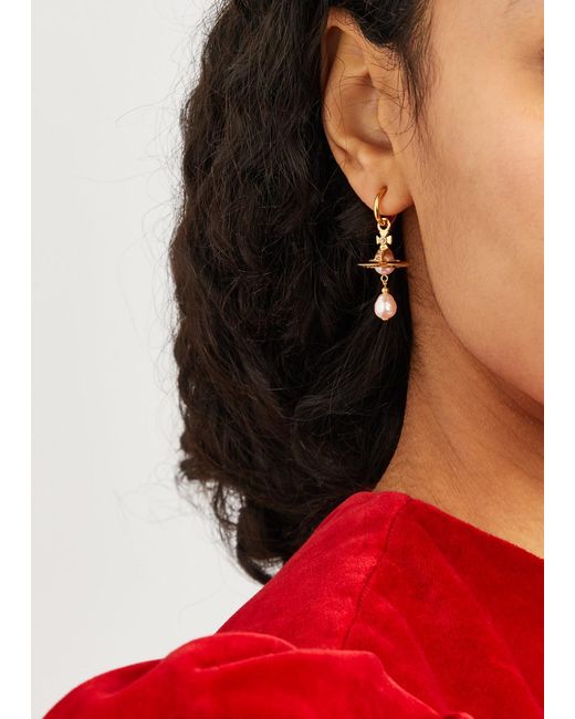 Vivienne Westwood Aleksa Orb embellished Hoop Earrings in White