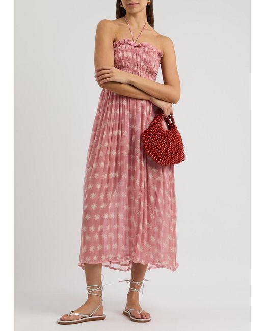 Cloe Cassandro Pink Billie Printed Silk-Georgette Midi Dress