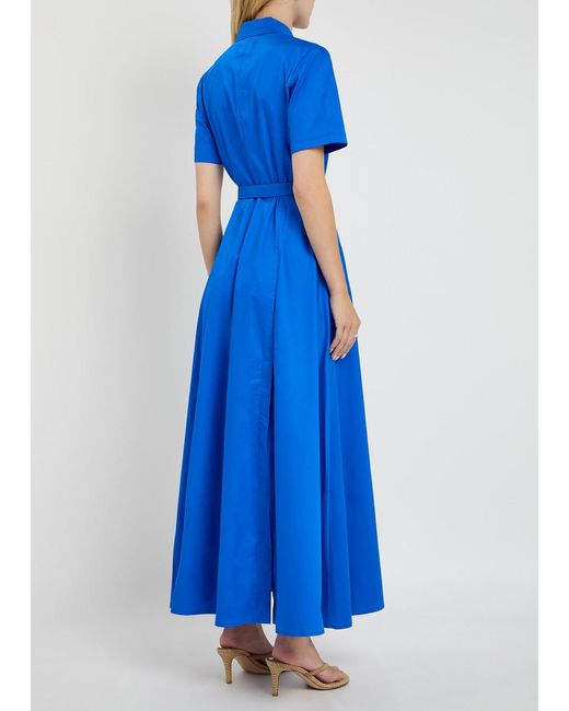 Evi Grintela Nicole Belted Cotton-Poplin Maxi Dress in Blue | Lyst