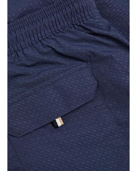 Boss Blue Printed Shell Swim Shorts for men