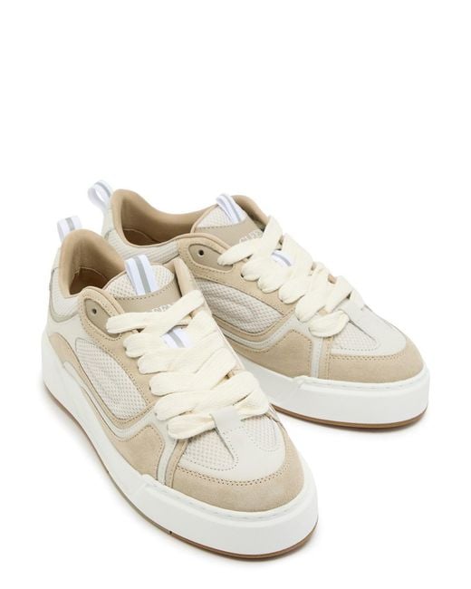 Cleens White Essential Skate Panelled Sneakers for men