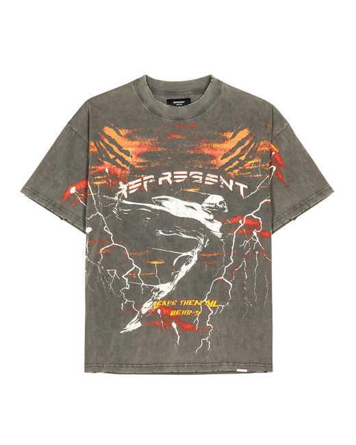 Represent Gray Spirit Angel Printed Cotton T-shirt for men