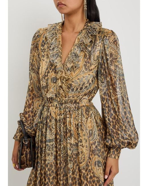 Etro Natural Printed Silk-Blend Midi Dress