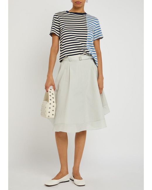3.1 Phillip Lim White Flounce Cotton-Blend Midi Skirt