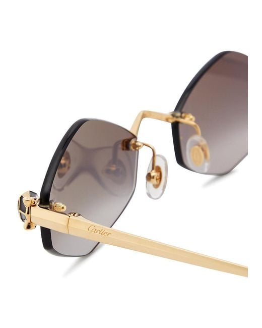 Cartier Metallic Rimless Oval-frame Sunglasses