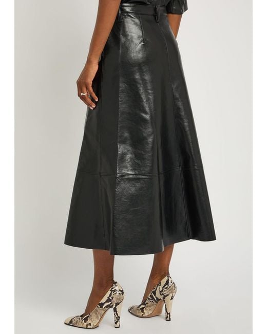 Citizens of Humanity Black Cassia Leather Midi Skirt