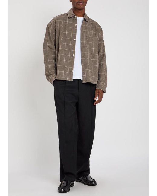 MKI Miyuki-Zoku Brown Checked Textured Woven Shirt for men
