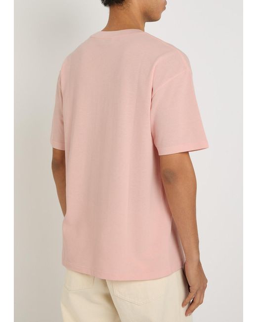 Saint Laurent Pink Logo-Embroidered Piqué Cotton-Blend T-Shirt for men