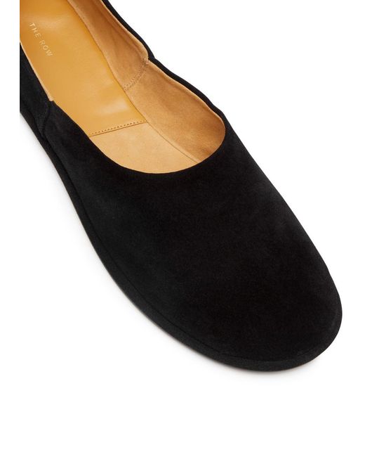 The Row Black Canal Suede Flats