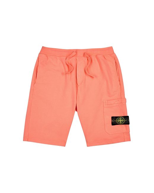 Stone Island Orange Cotton Shorts for men