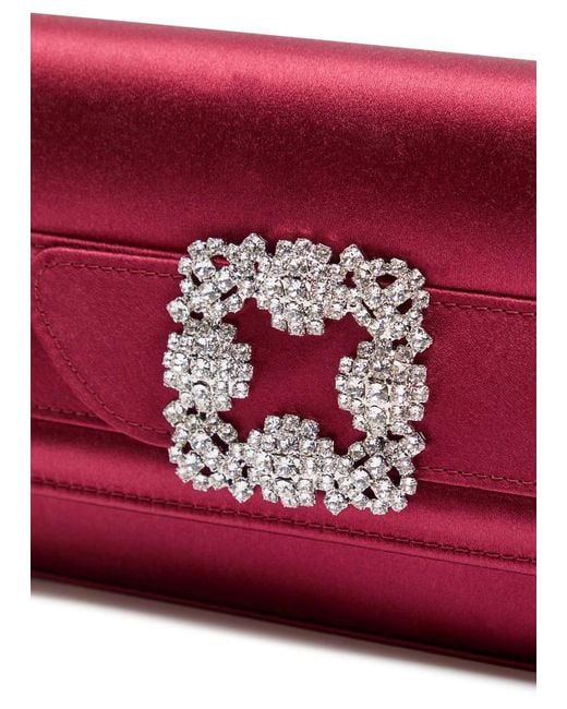Manolo Blahnik Red Gothisi Embellished Satin Clutch