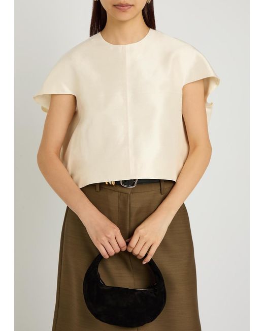 Heirlome Natural Lulu Cropped Slubbed Silk Top