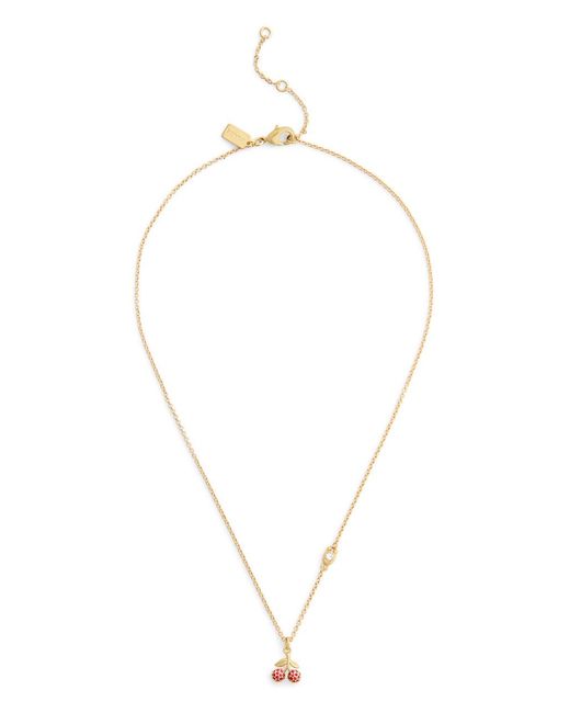 COACH Metallic Cherry Pavé Pendant Necklace