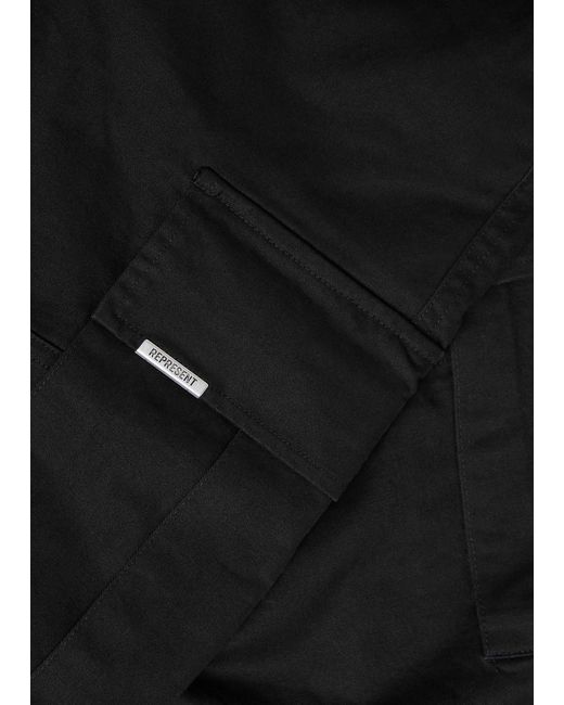 Represent Black Standard Stretch-Cotton Cargo Trousers for men