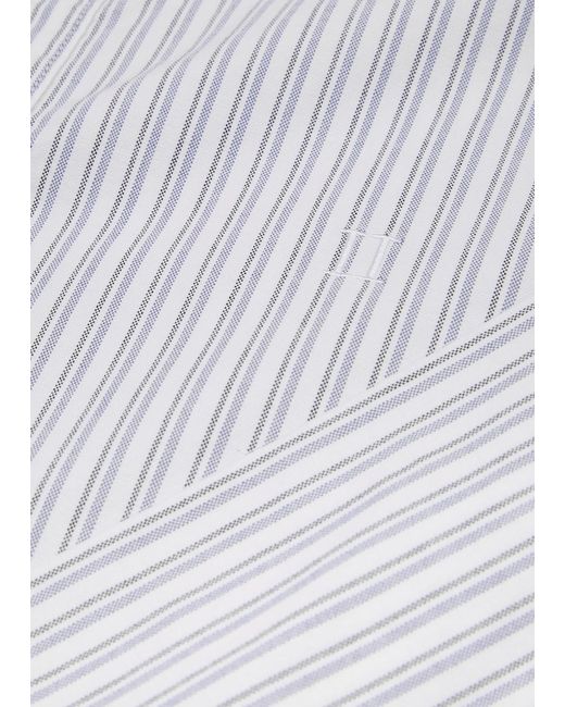 Les Deux White Kristian Striped Stretch-cotton Oxford Shirt for men