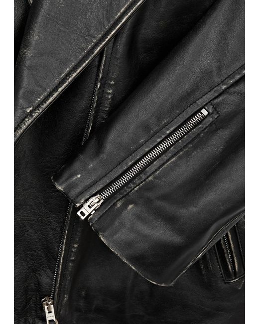 Acne Black Distressed Leather Jacket