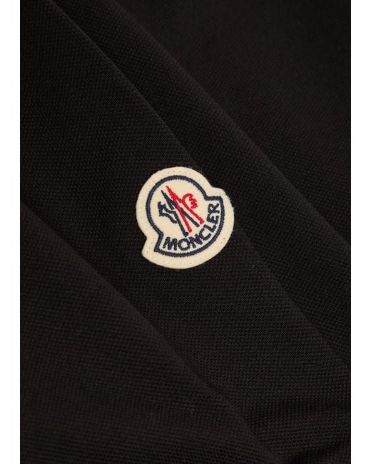 Moncler Black Logo-Appliquéd Piqué Cotton Polo Shirt for men