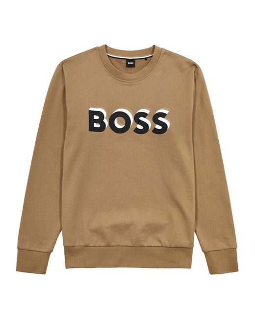 Boss Natural Logo Cotton Sweatshirt for men