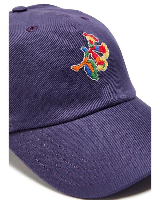 Drake's Blue Embroidered Cotton-Twill Cap for men
