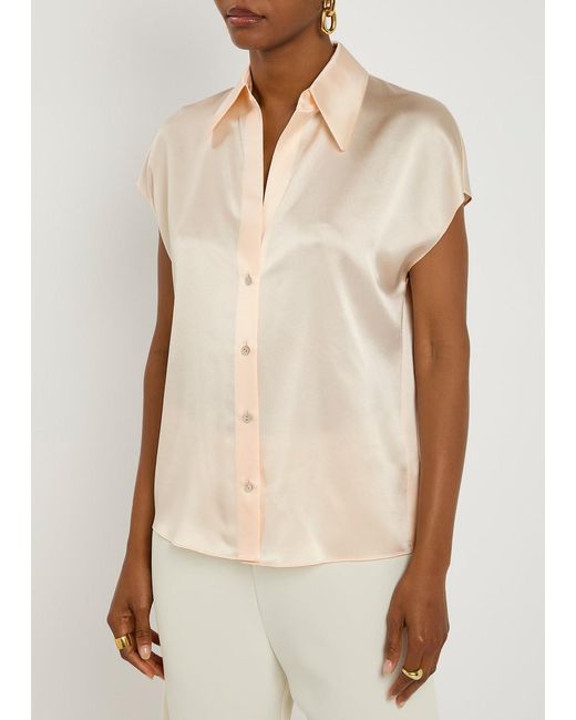 Vince Pink Silk-Satin Shirt