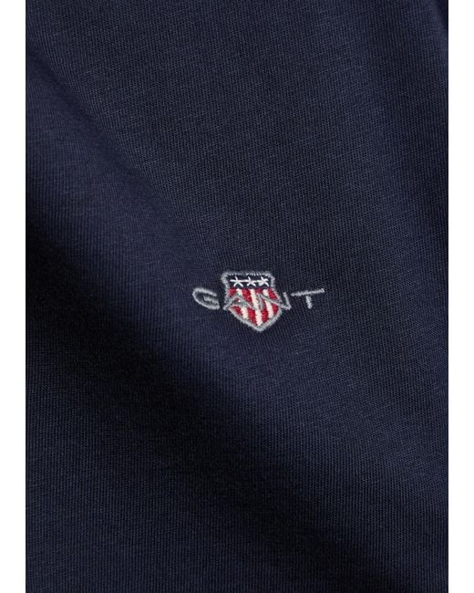 Gant Blue Logo-Embroidered Cotton T-Shirt for men