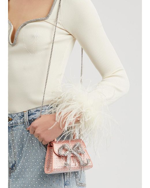 Self-Portrait Pink Micro Crystal-embellished Top Handle Bag