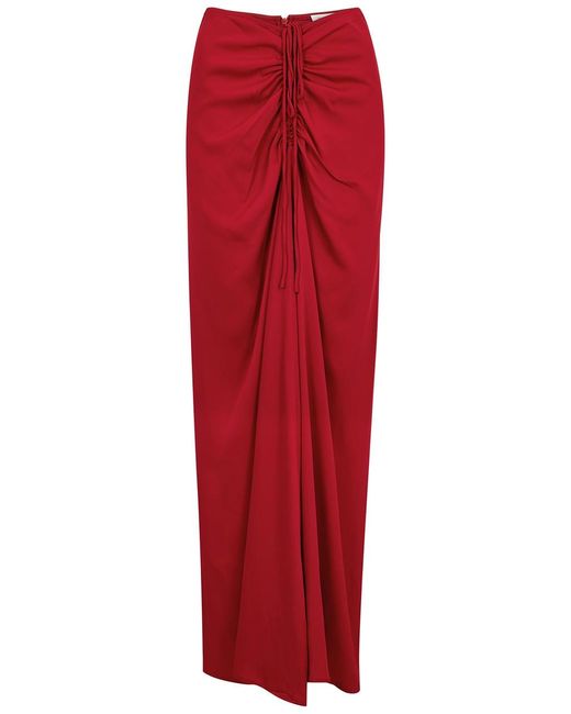 Christopher Esber Red Ruched Maxi Skirt