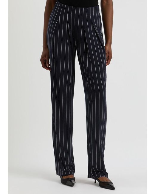 Norma Kamali Blue Striped Stretch-Jersey Trousers