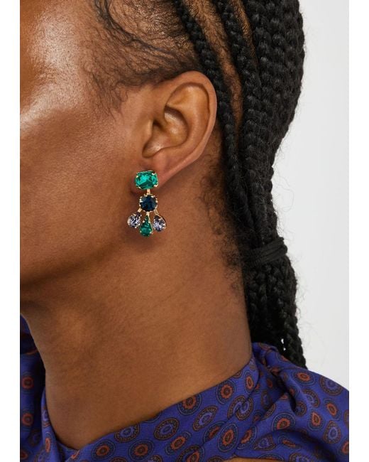 Rosantica Blue Crystal-Embellished Drop Earrings