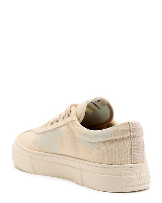 Stepney Workers Club White Dellow Printed Canvas Sneakers for men