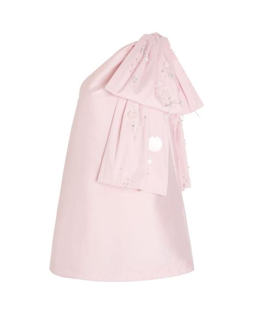 BERNADETTE Pink Winnie Bow-Embellished Taffeta Mini Dress