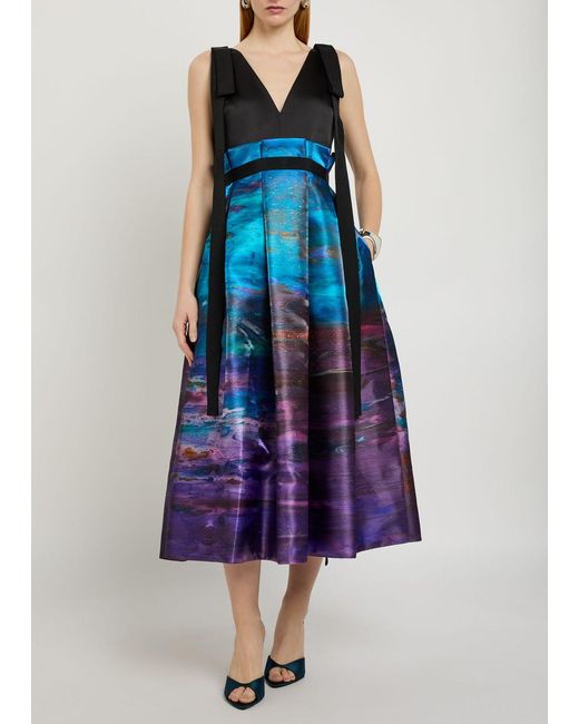 Roksanda Blue Runa Printed Satin Midi Dress