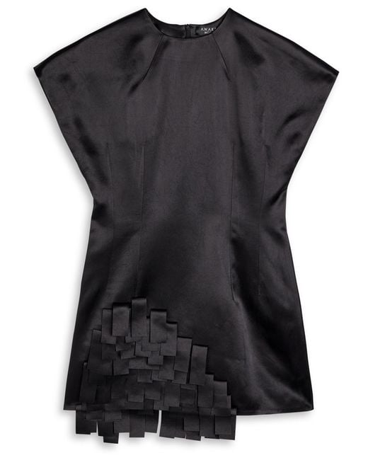 A.W.A.K.E. MODE Black Fringed Satin Top