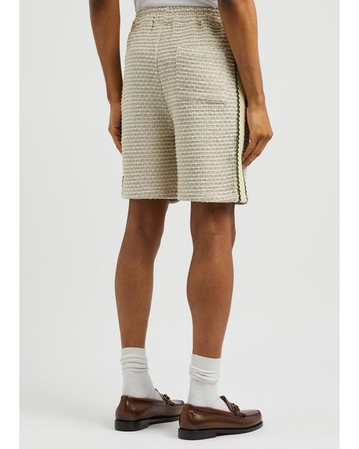 Drole de Monsieur Natural Striped Bouclé Tweed Shorts for men