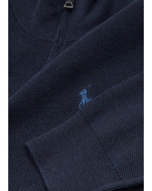 Polo Ralph Lauren Blue Half-Zip Logo Cotton Jumper for men