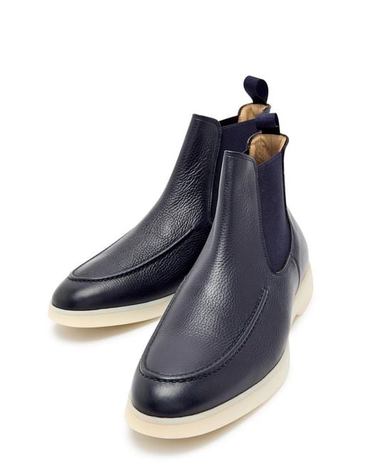 Aurélien Blue City Grained Leather Chelsea Boots for men