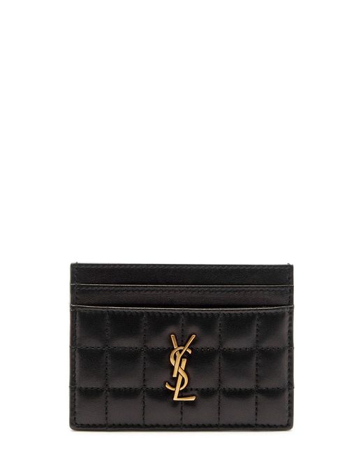 Saint Laurent Black Cassandre Leather Card Holder