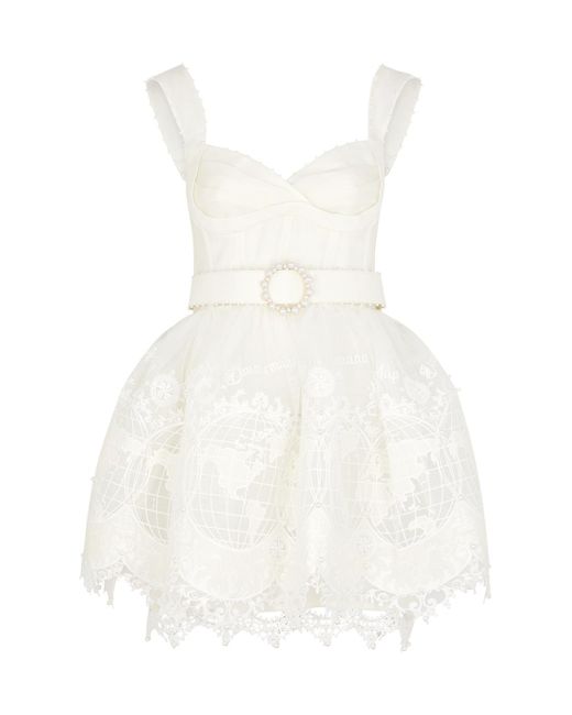 Zimmermann High Tide Embellished Linen And Silkblend Mini Dress in