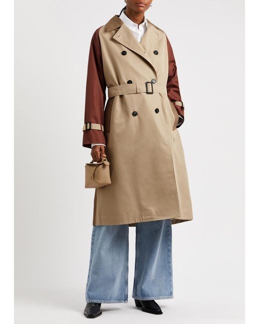 Weekend by Maxmara Natural Canasta Colour-blocked Cotton-blend Trench Coat