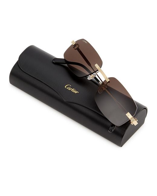 Cartier Brown Première De -Tone Rimless Sunglasses, Sunglasses for men