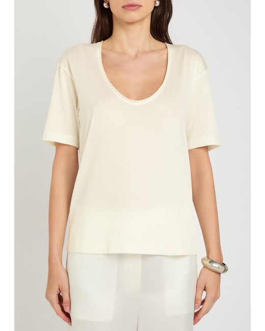 Totême Natural Scoop-Neck Cotton And Silk-Blend T-Shirt