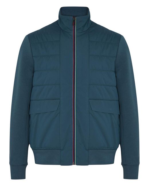 PS by Paul Smith Blue Quilted Shell And Jersey Jacket for men