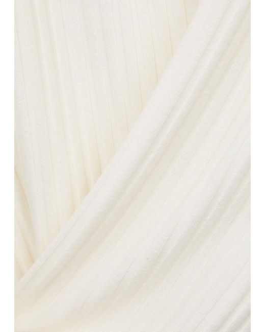 Vince White Ribbed Stretch-cotton Midi Dress