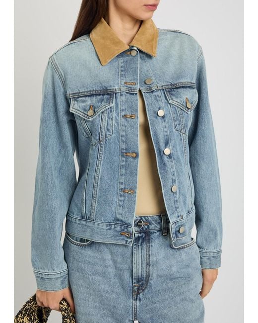 Rohe Blue Suede Collar Denim Jacket